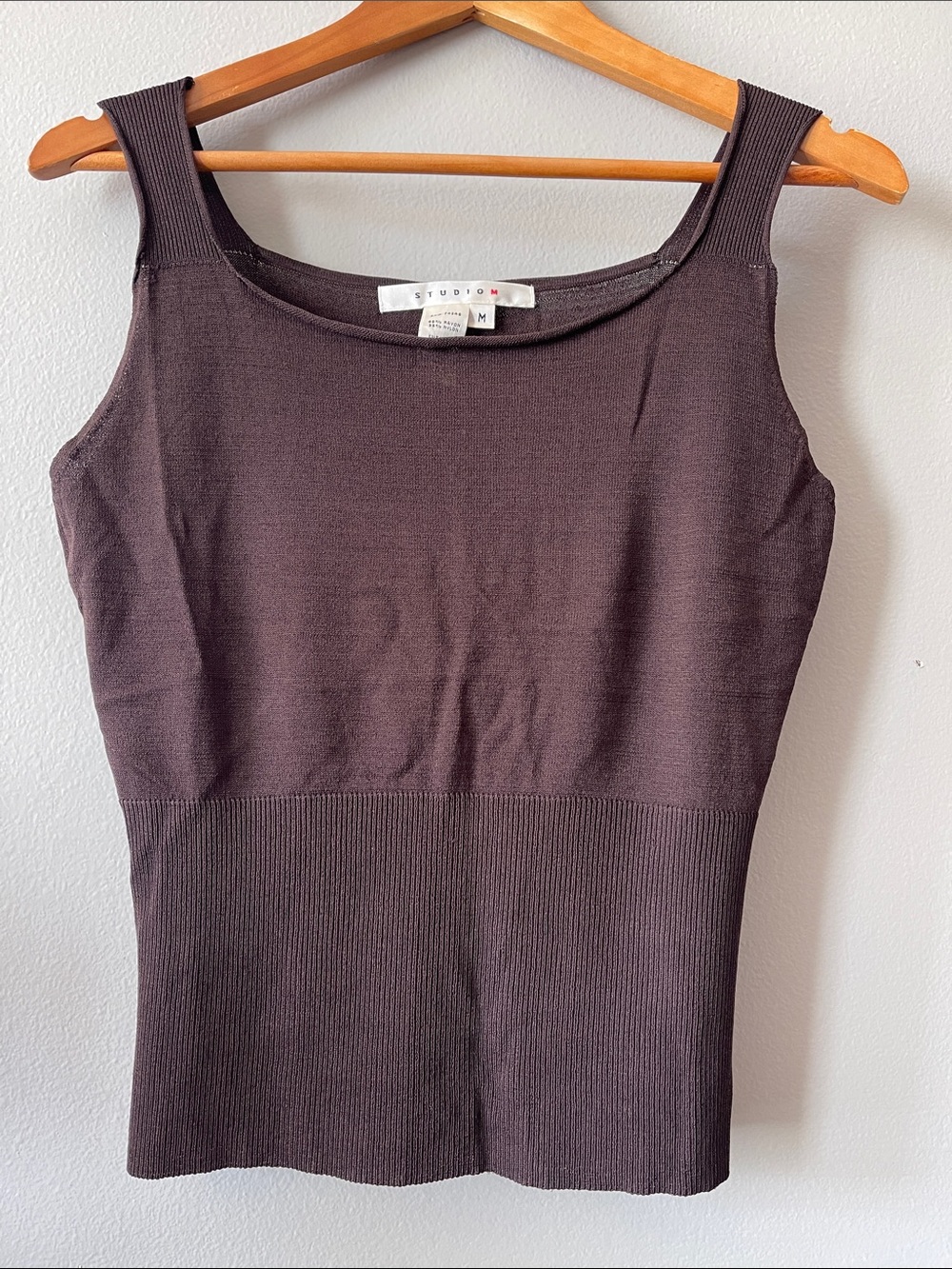 Studio M Y2K Dark Brown Ribbed Tank